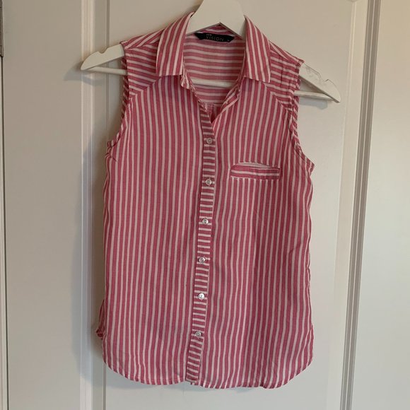Sleveeveless Striped Button down shirt, XS - Picture 1 of 3